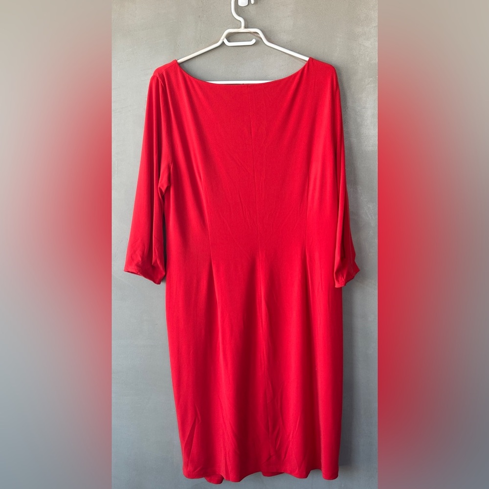 Orange Formfitting Dress with Side Rouching - Picture 2 of 2